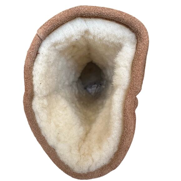 Rj's Fuzzies Brown Sheepskin Boots Sz 6 Sherpa lined Genuine Suede Winter Cozy - Picture 8 of 8